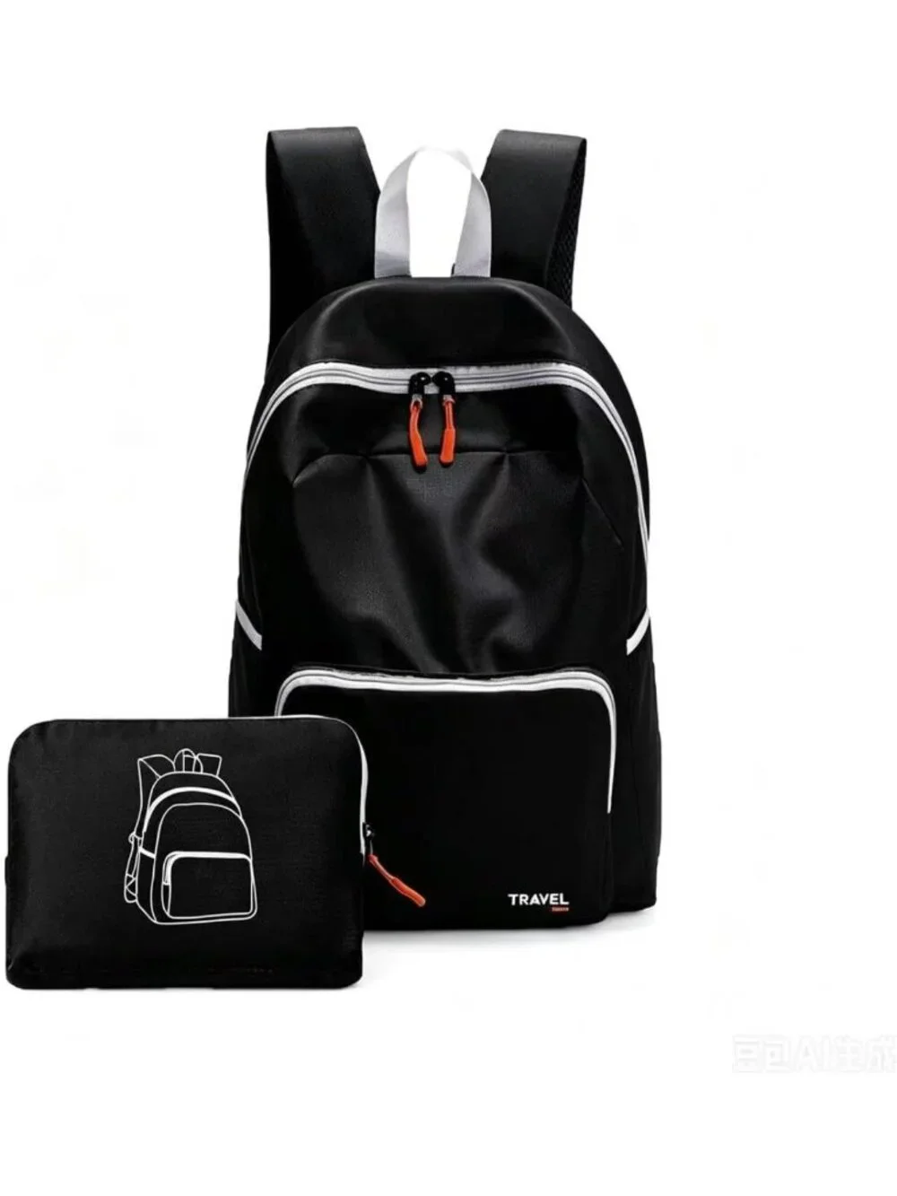 Stylish Black Day Travel Backpack with Front Pocket & Zipper - Perfect for